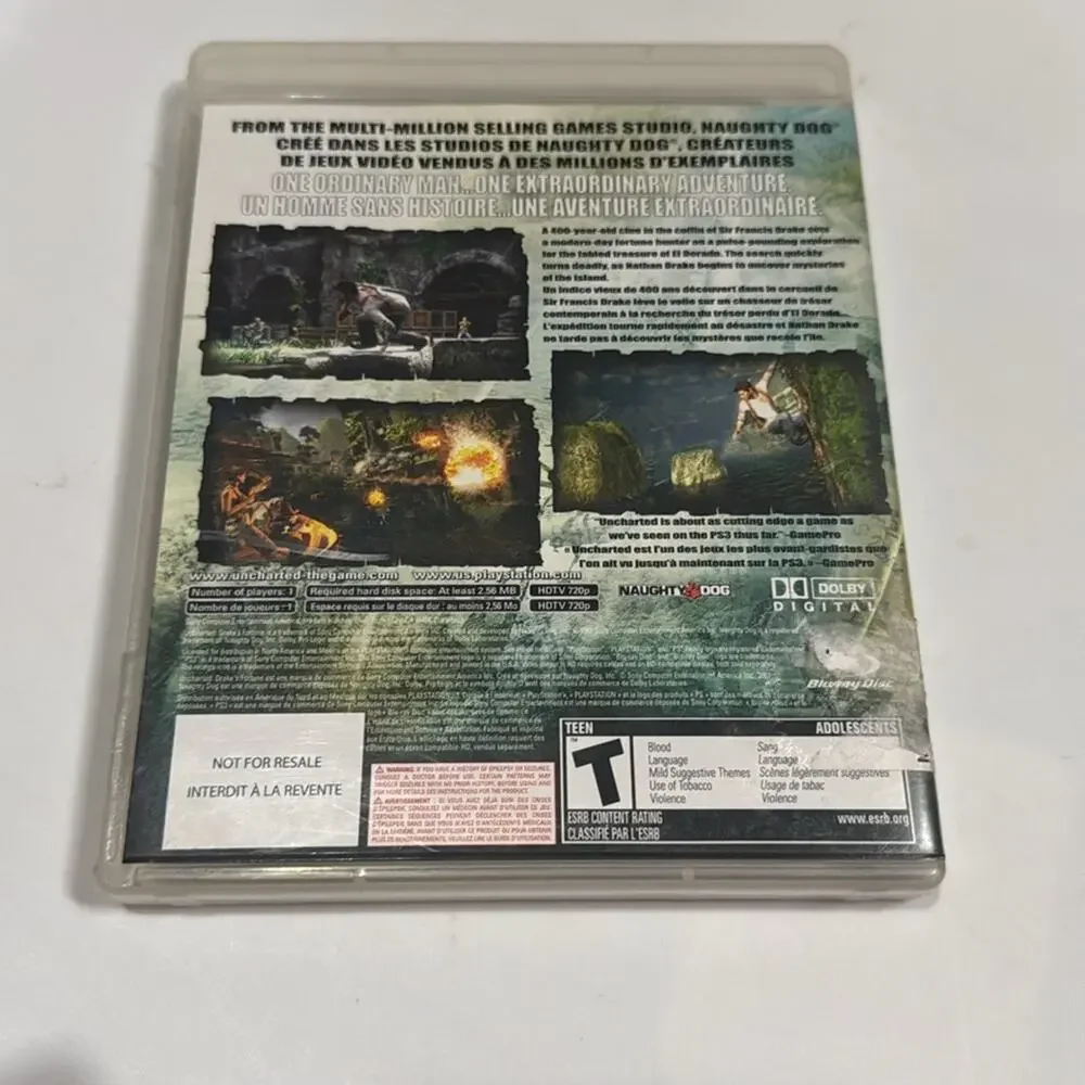 Uncharted Drake's Fortune Not For Resale PS3 Sony PlayStation 3 USED